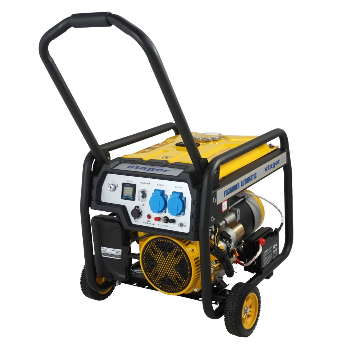 Generator curent Stager FD 3600ER, putere 3 kW, 230V, benzina, pornire electrica, AVR, permite automatizarea