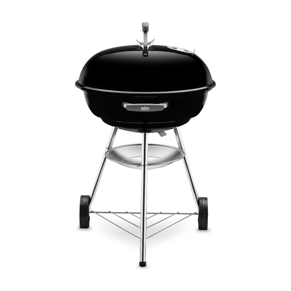 Gratar carbuni Weber Compact Kettle, sistem reglare tiraj incorporat, bol masurare carbuni/brichete, 57 cm, Negru