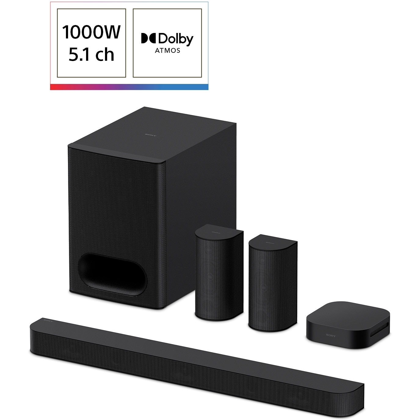Soundbar Sony BRAVIA Theatre System 6 HT-S60, 5.1ch, 1000W, Dolby Atmos, DTS:X, AI Voice Zoom 3, Mod Multi Stereo Party, Bluetooth 5.3, Negru
