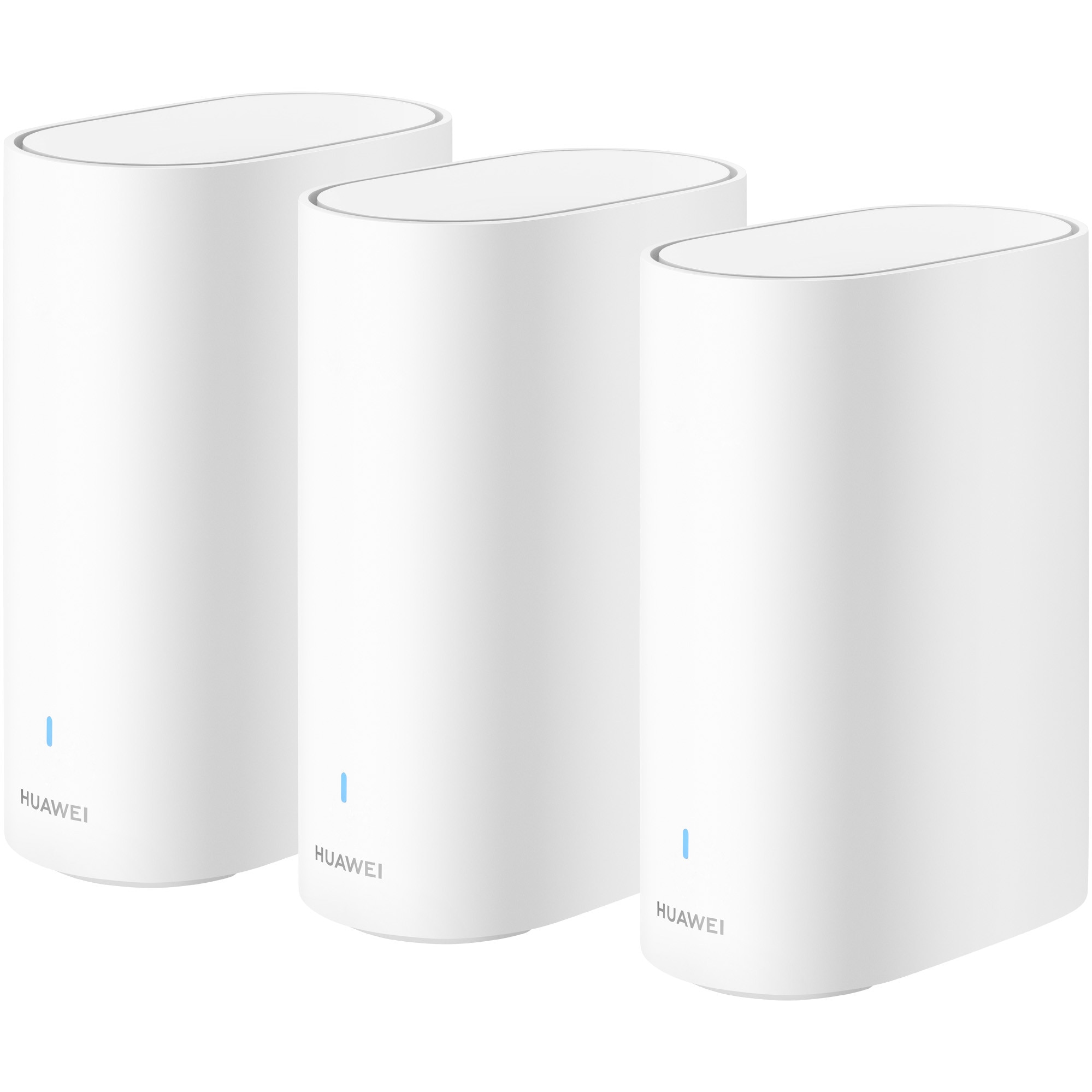 Sistem Wi-Fi 6 Mesh HUAWEI Mesh (3pack), AX3000 dual-band, acoperire casa completa, peste 250 dispozitive, penetrare pereti, fara DSL, culoare alba, pachet complet