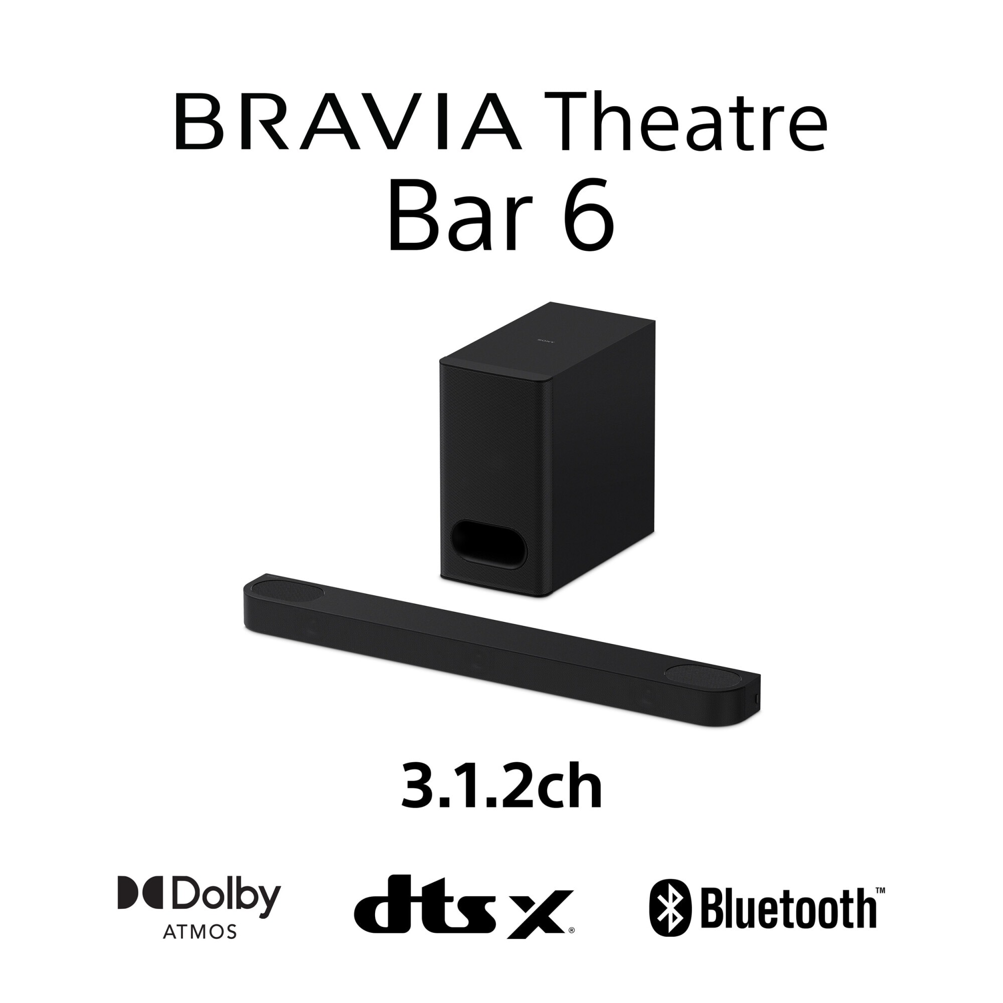 Soundbar Sony BRAVIA Theatre Bar 6 (HT-B600), 3.1.2ch, 350W, Dolby Atmos, DTS:X, boxe up-firing, Bluetooth 5.3, Negru