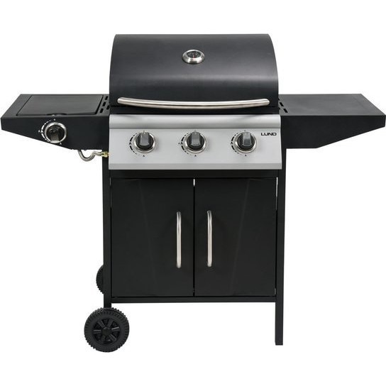 Gratar pe gaz cu 3+1 arzatoare Lund, GRH99642, 12,8kW, Inox/Negru
