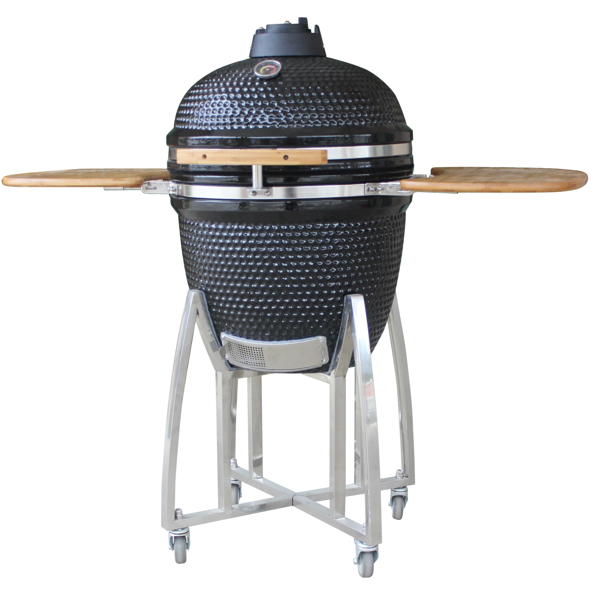 Gratar de gradina Kamado, ceramica, diametru 21", cuptor, grill, afumatoare, Negru