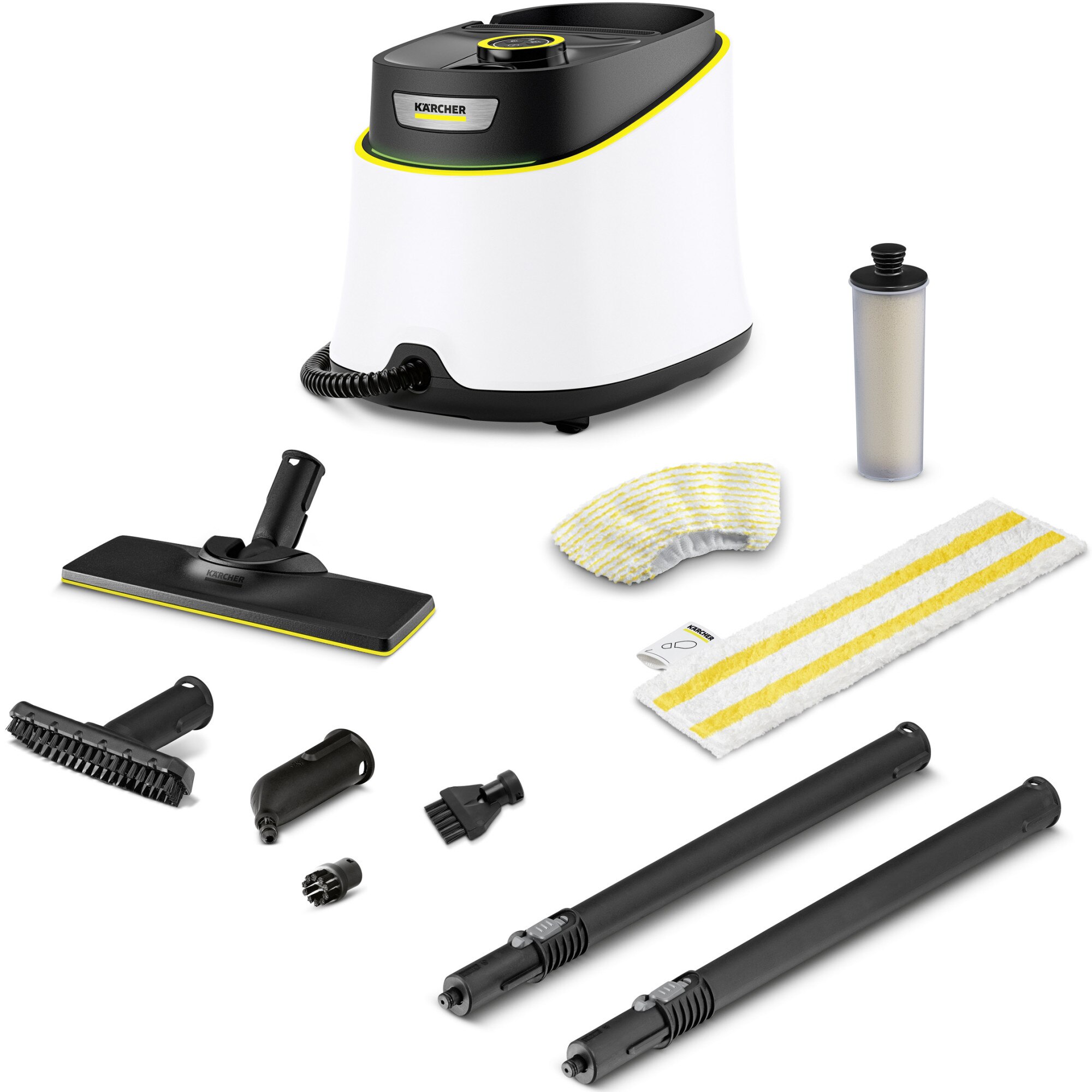 Aparat de curatat cu abur multifunctional Karcher SC 3 Deluxe, 1900 W, 3.5 bar, rezervor 1 l, kit curatare podea, accesorii curatare suprafete multiple, cartus de decalcifiere, 1.513-430.0, Alb/Negru