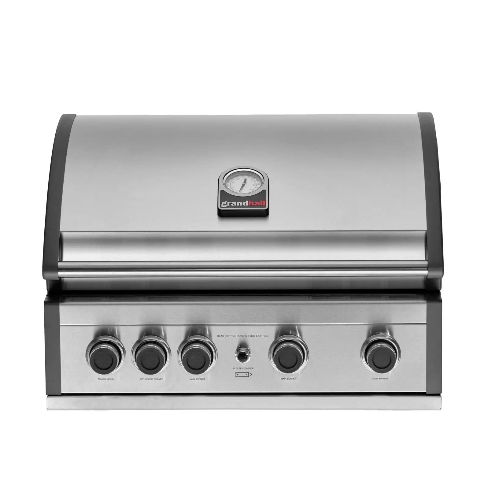 Gratar pe gaz cu 5 arzatoare 4 inox si 1 infrarosu, incastrabil, grile si plita fonta, Grandhall Pro Elite 4 K04000309A