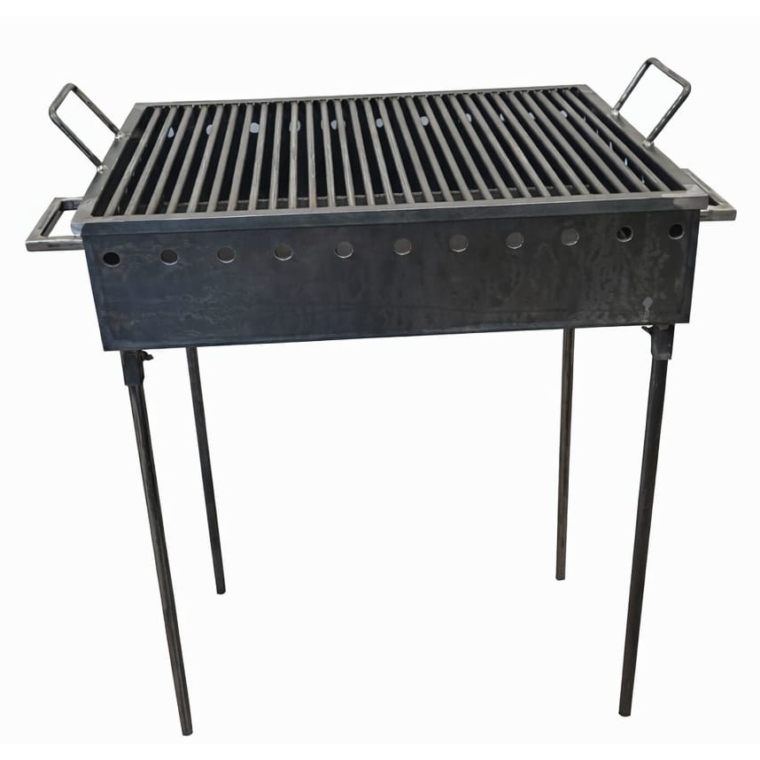 Gratar de gradina profesional 600x400x850 mm, tabla 3 mm, adancimea cuvei pentru carbuni e de 14 cm, pentru camping/gradina/curte/terasa, design compact, usor de curatat, inaltime optima de gatire